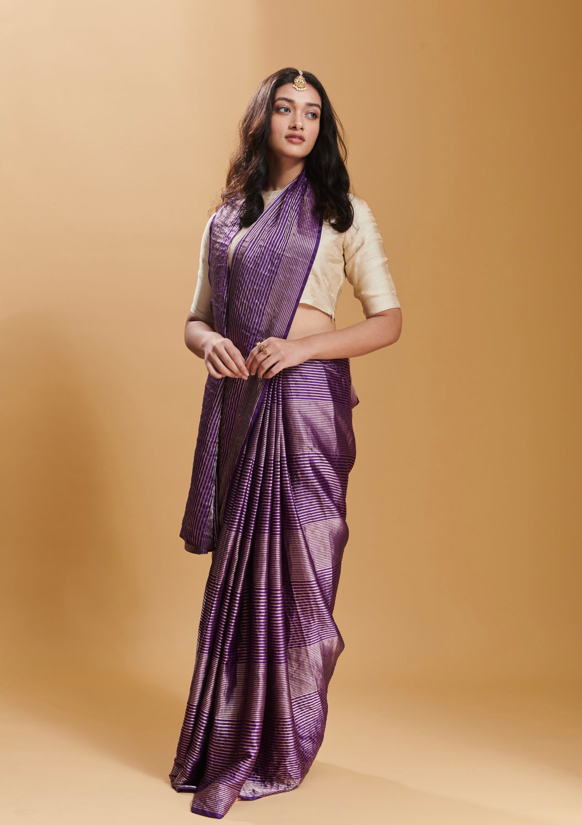 Purple Silken Ripples Saree