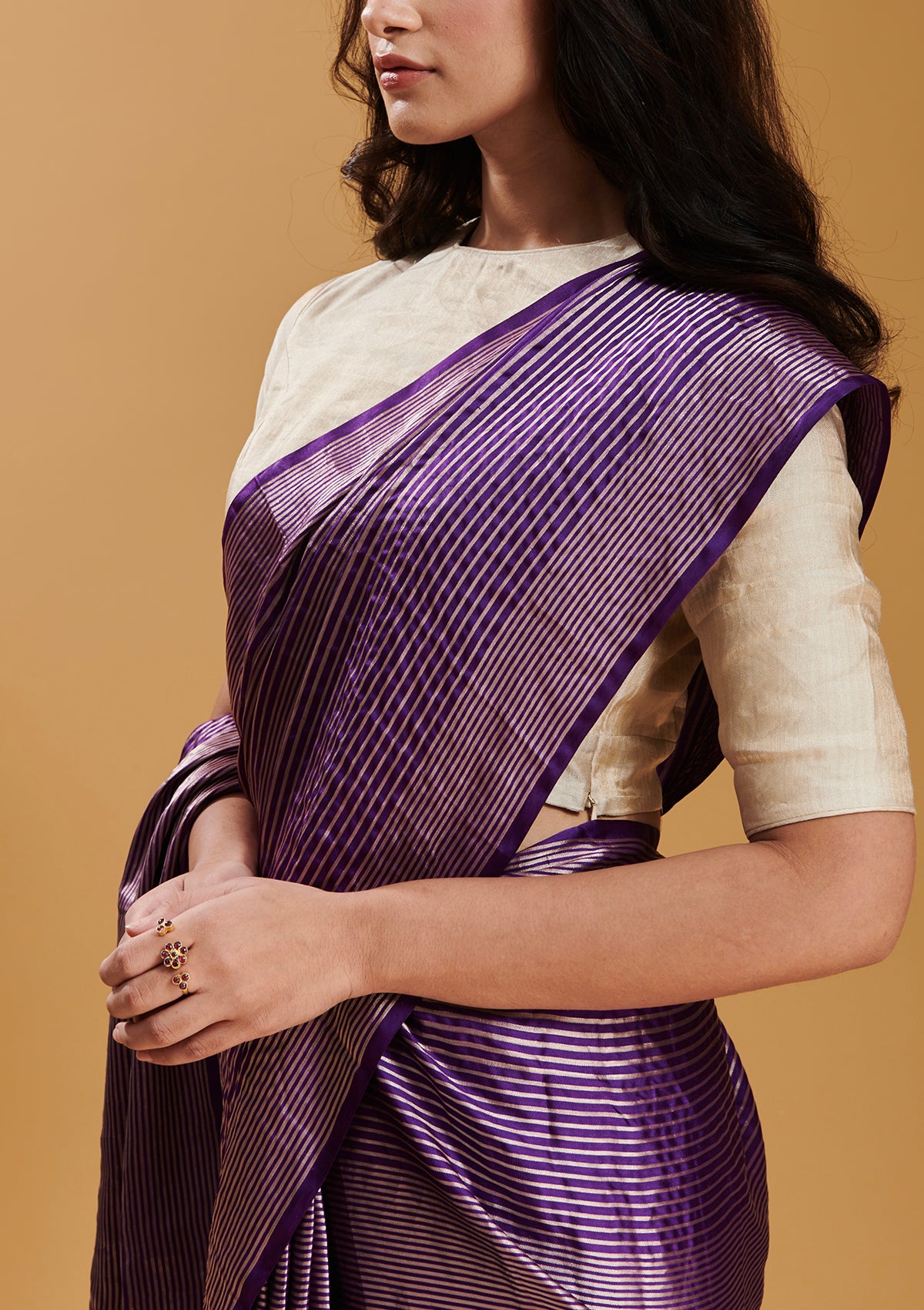 Purple Silken Ripples Saree