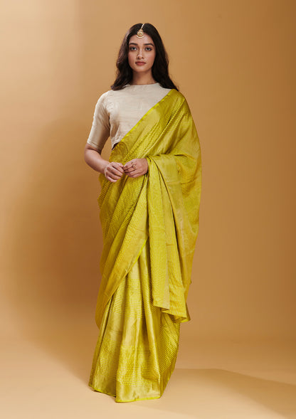 Yellow Silken Ripples Saree