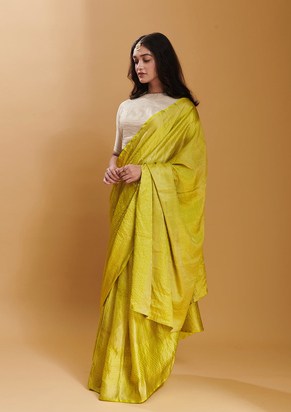 Yellow Silken Ripples Saree