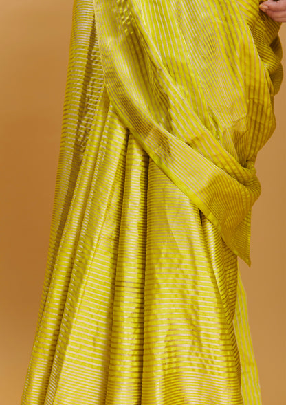 Yellow Silken Ripples Saree