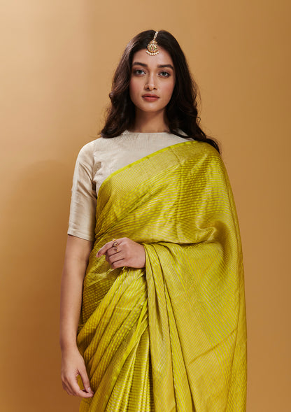 Yellow Silken Ripples Saree