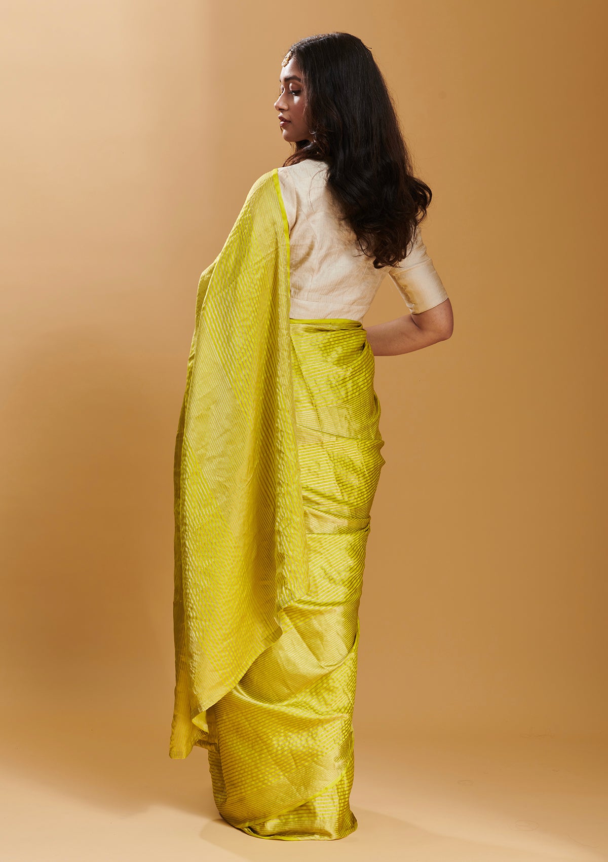 Yellow Silken Ripples Saree