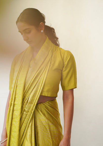 Yellow Silken Ripples Saree