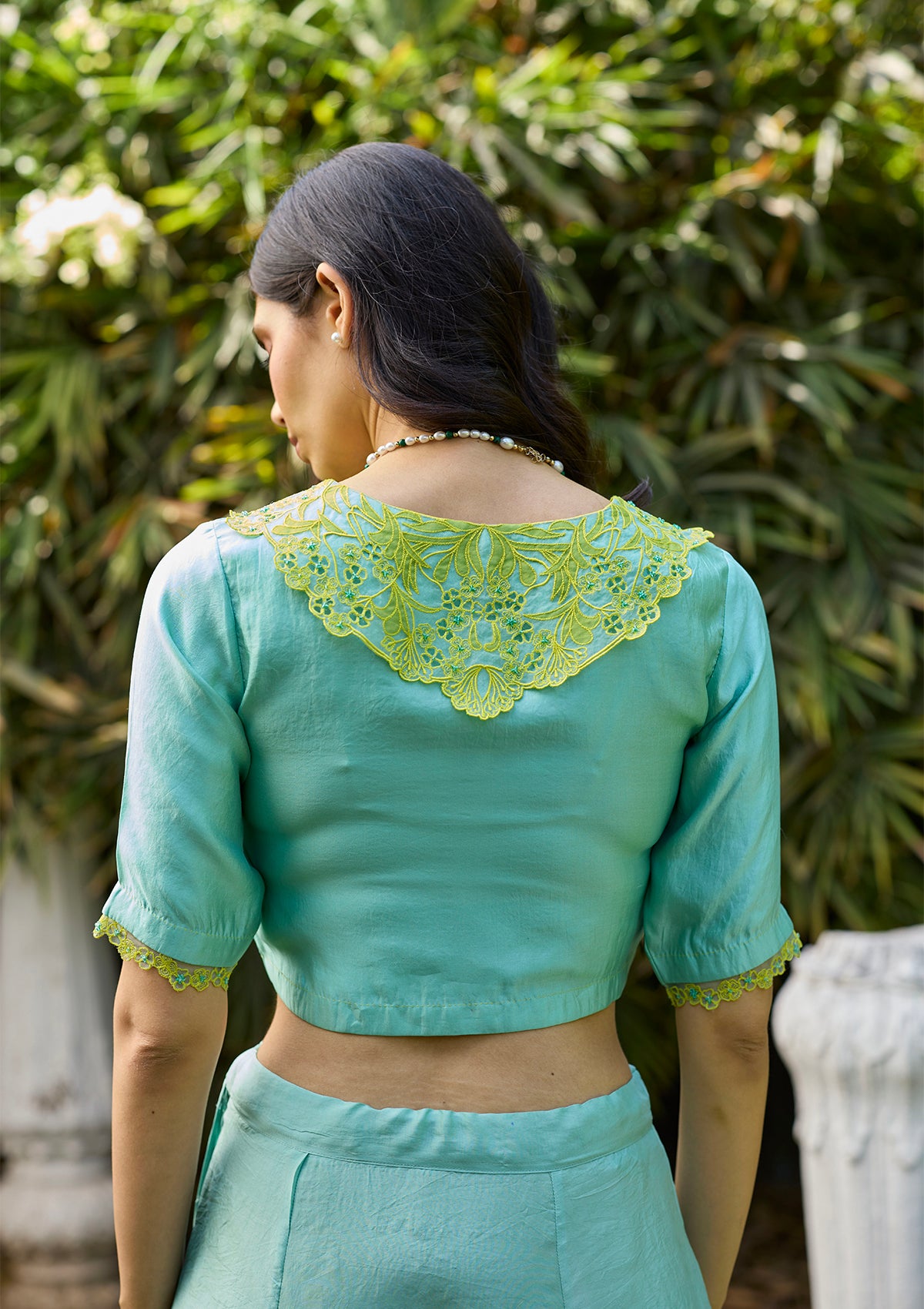 English Morning Blue Embroidered Blouse