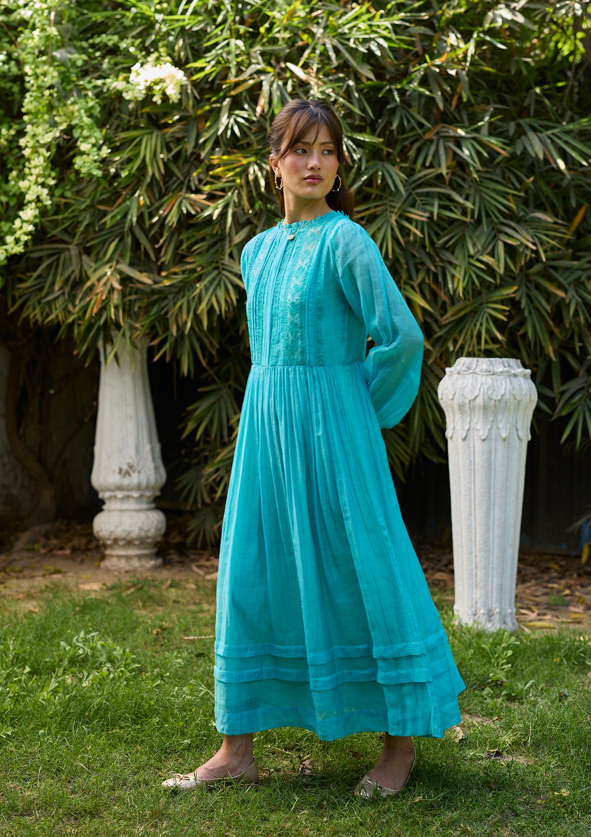 Wander Trail Blue Embroidered Dress