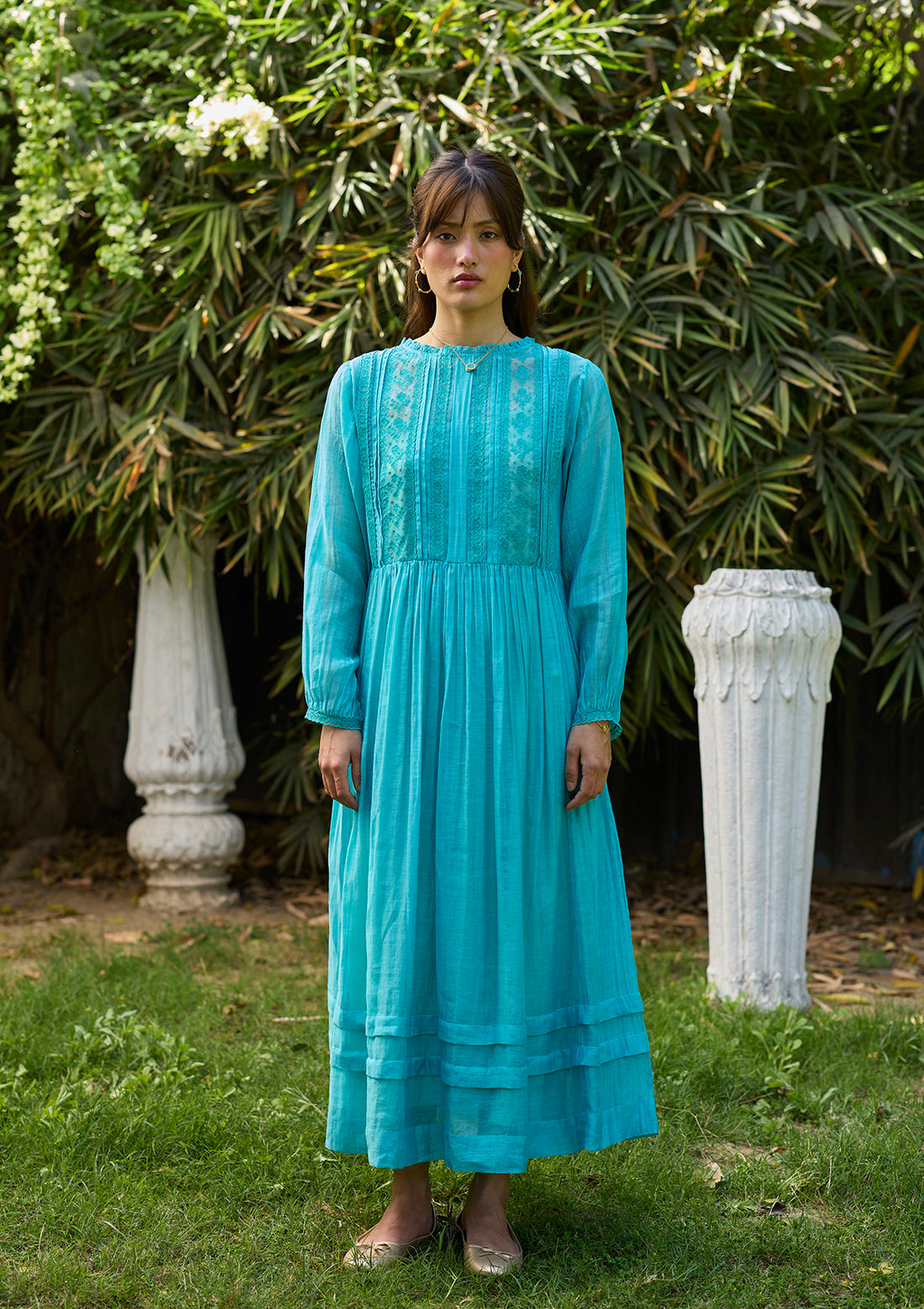 Wander Trail Blue Embroidered Dress