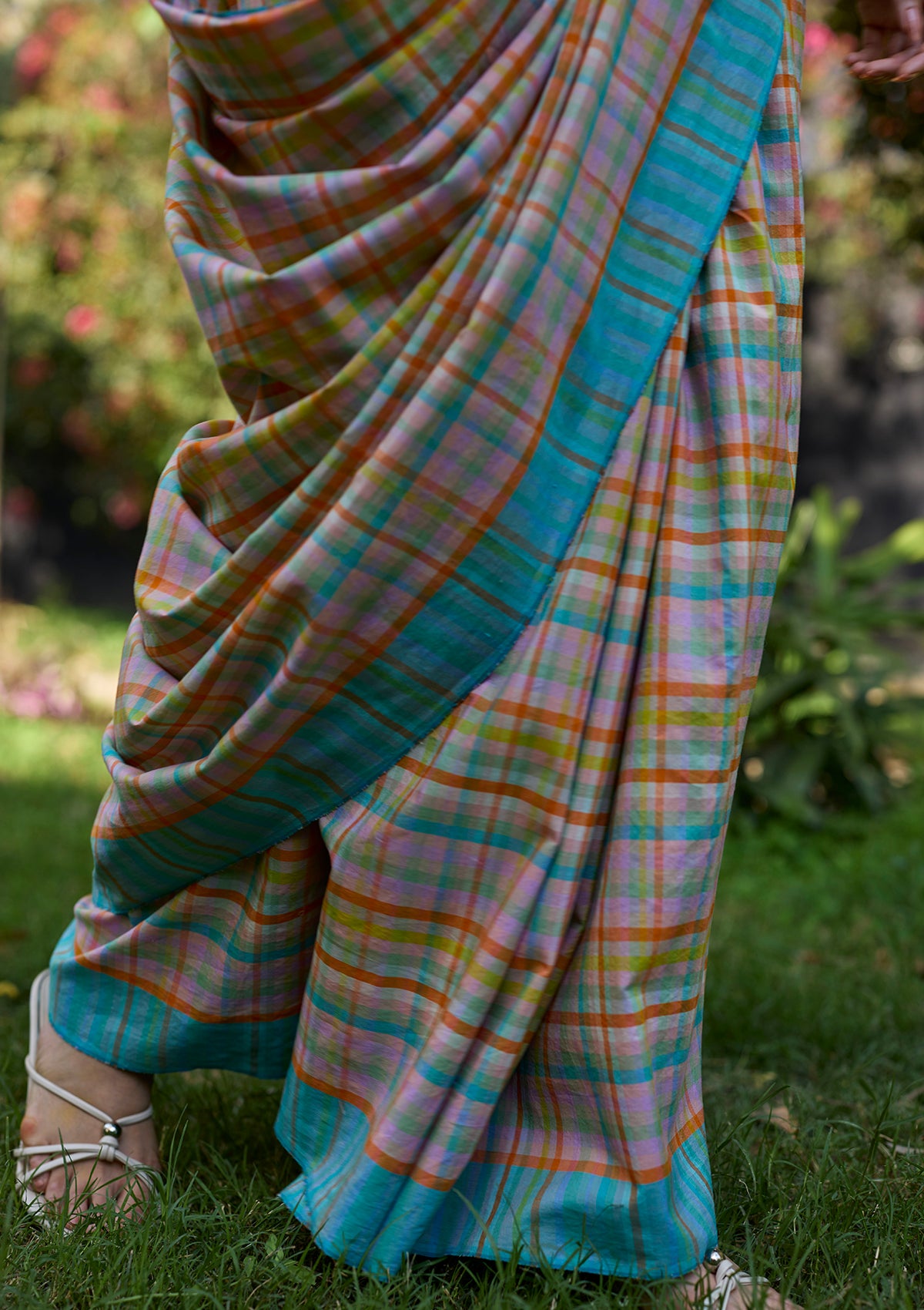 Field-to-Shore Checkered Saree