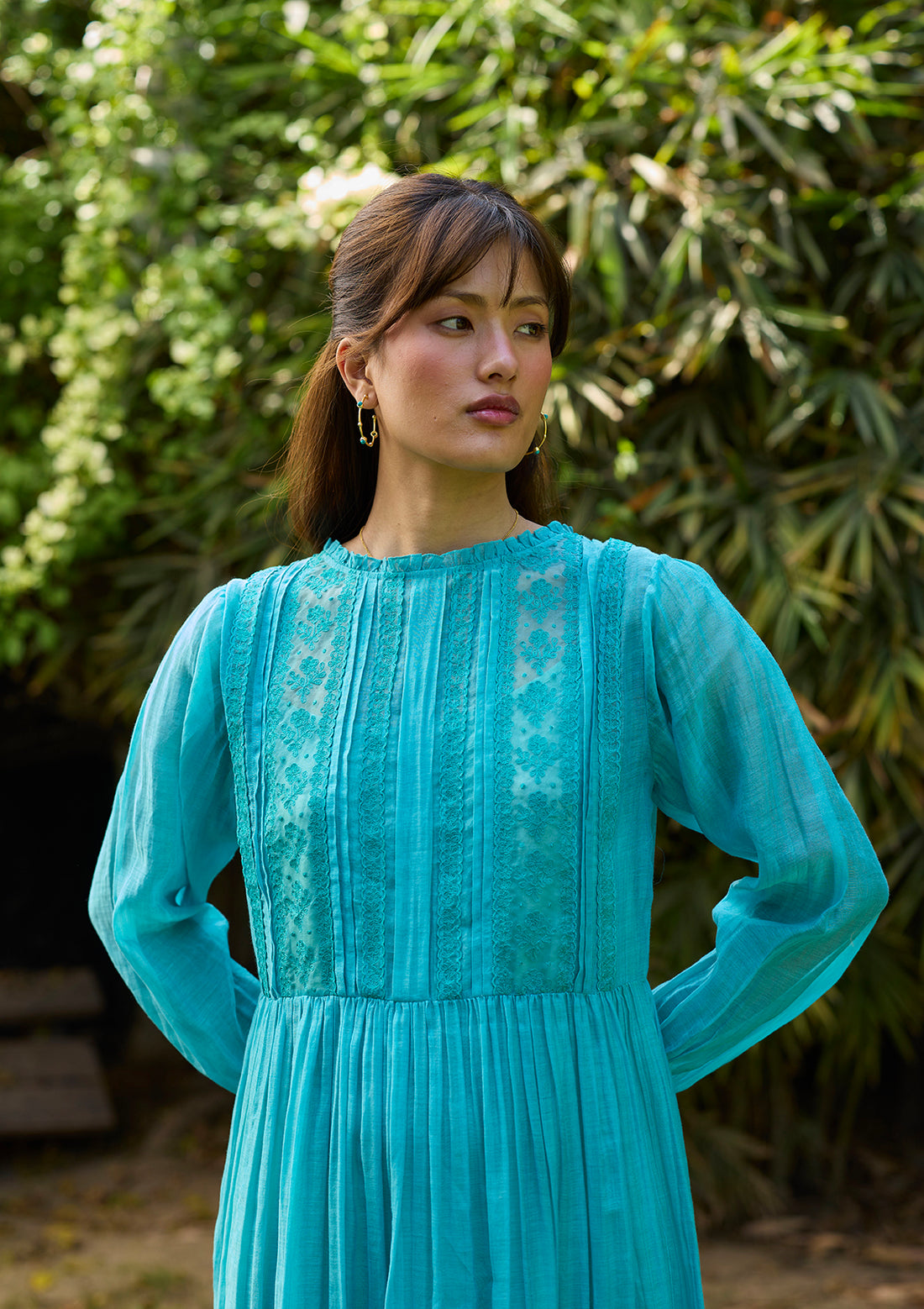 Wander Trail Blue Embroidered Dress