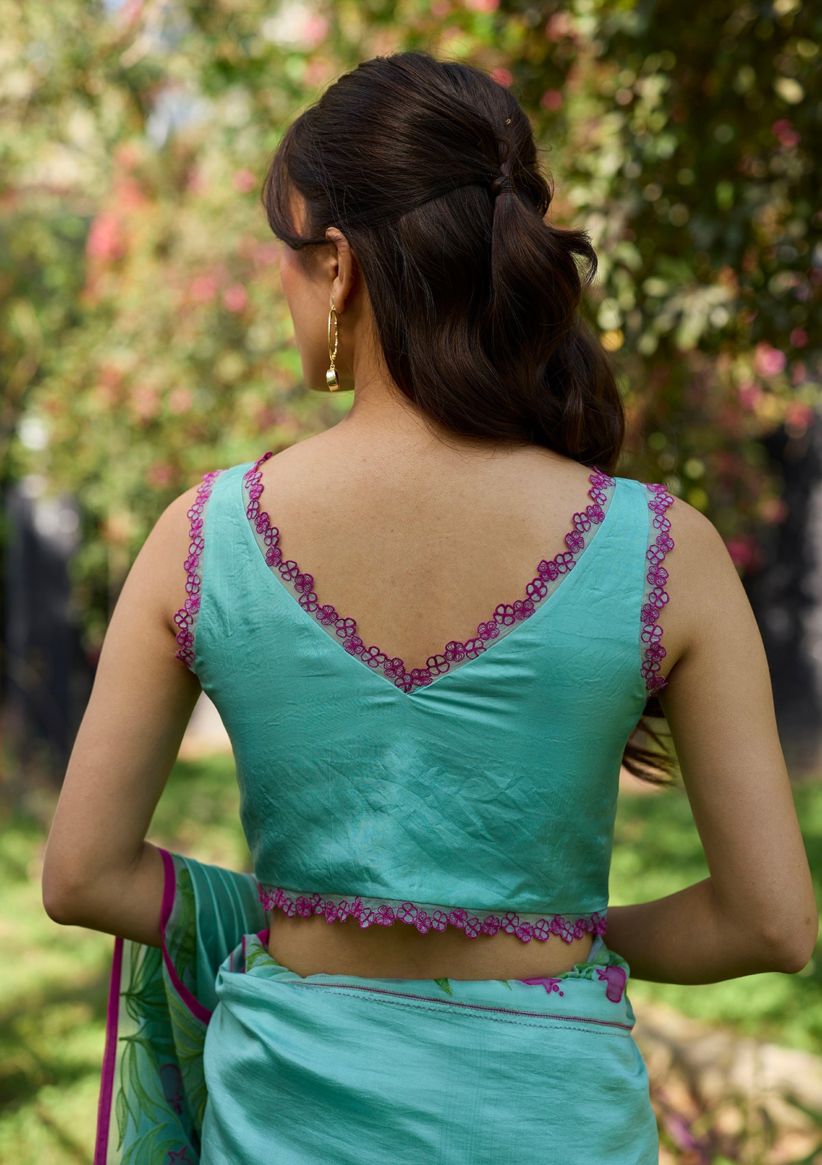 Petal &amp; Path Blue Embroidered Blouse