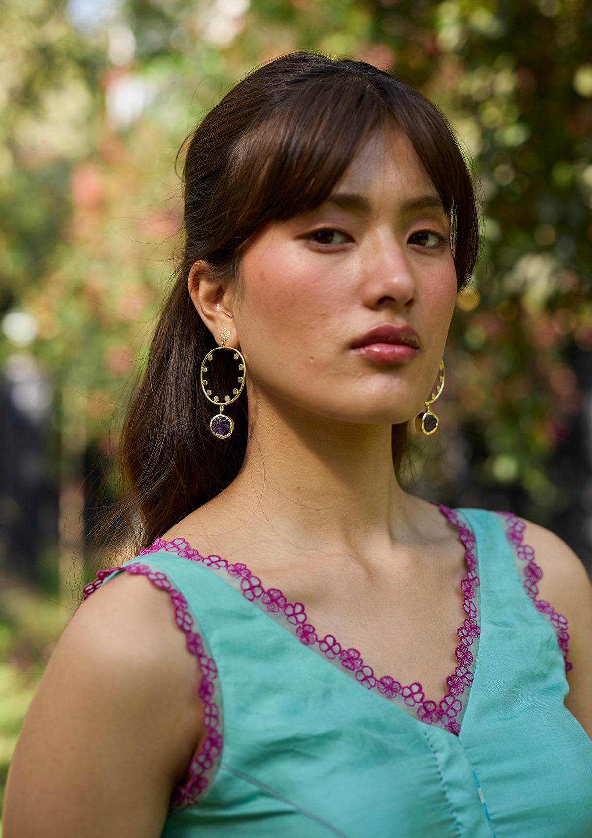 Petal &amp; Path Blue Embroidered Blouse