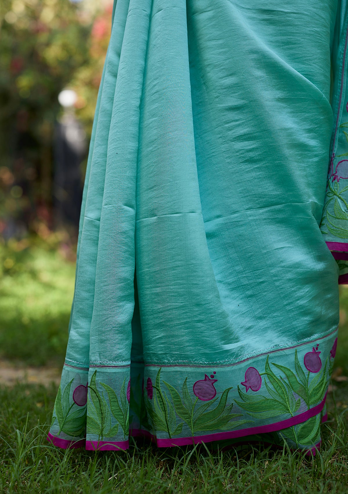 Pomegranate Trail Blue Embroidered Saree