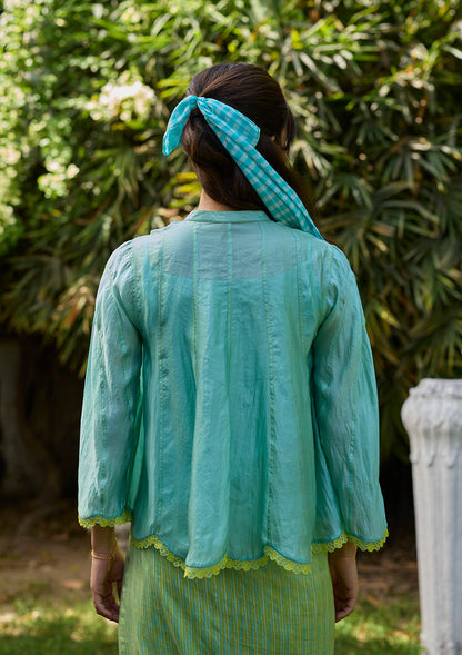 Drifting Clouds Blue Embroidered Blouse