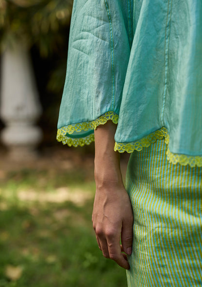 Drifting Clouds Blue Embroidered Blouse