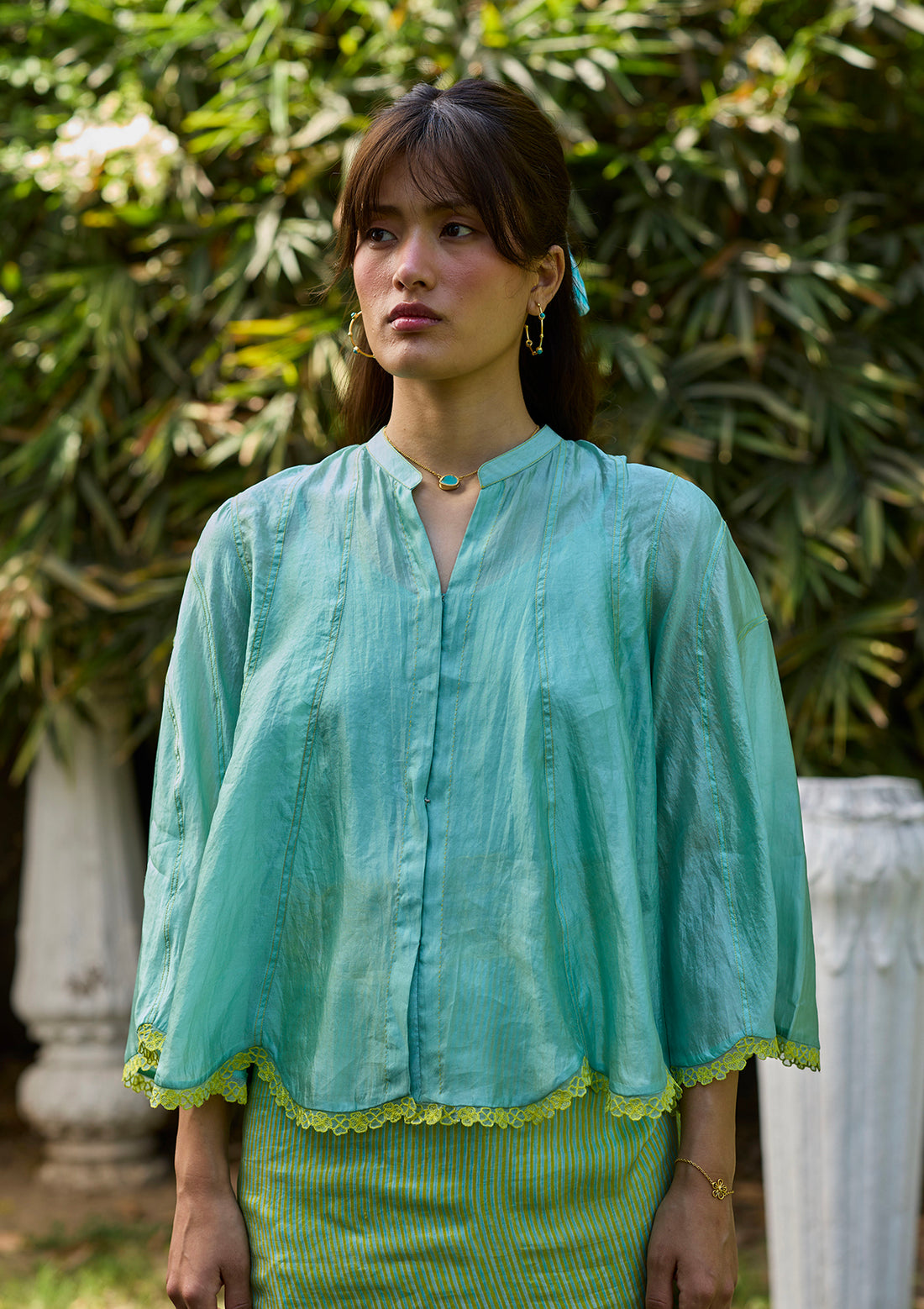 Drifting Clouds Blue Embroidered Blouse