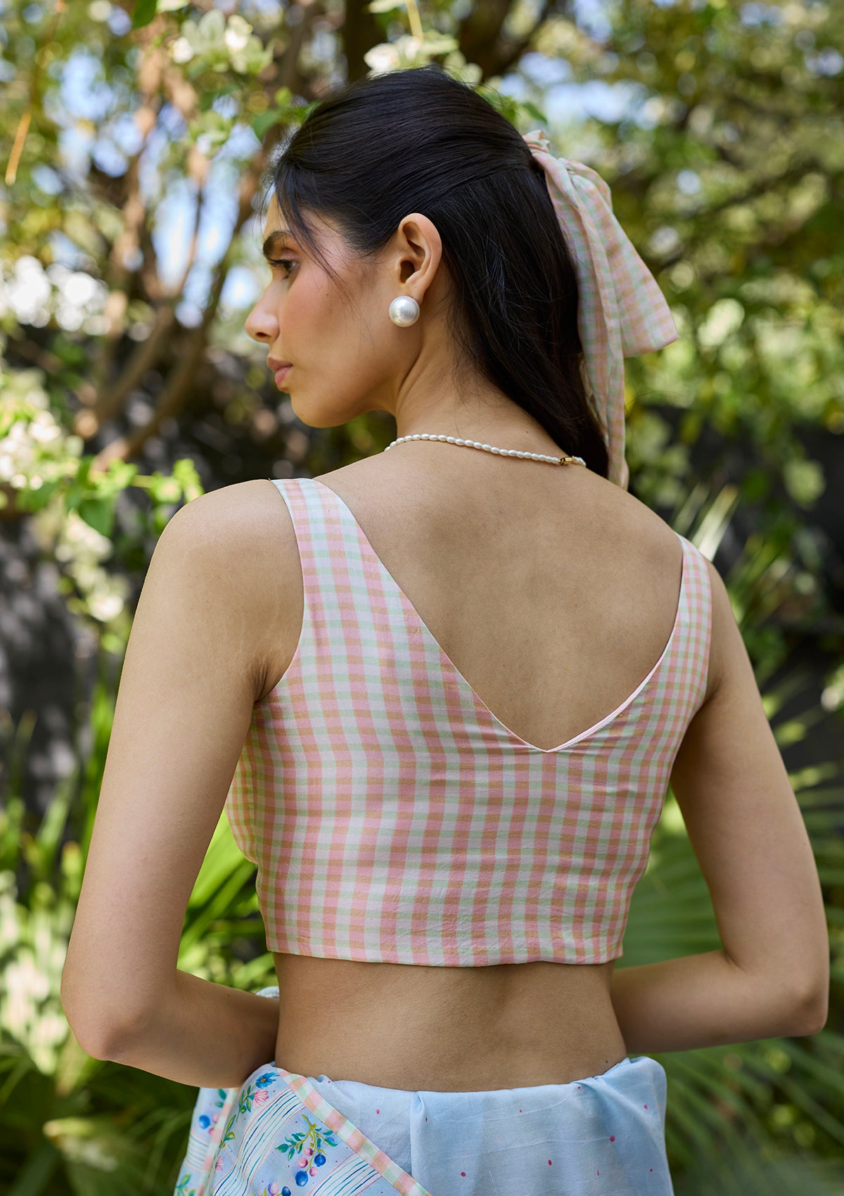 Windowpane Pink Checkered Blouse