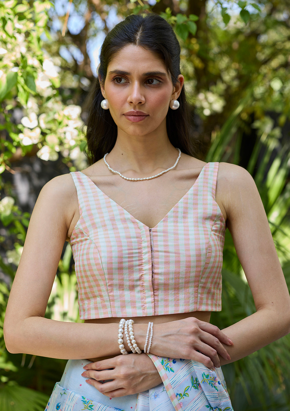 Windowpane Pink Checkered Blouse