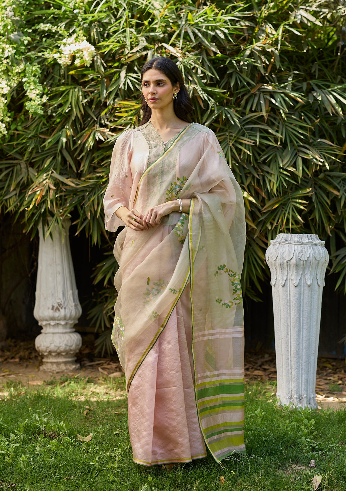 Blush &amp; Berry Pink Jamdani Saree
