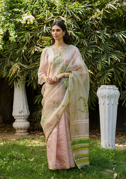 Blush &amp; Berry Pink Jamdani Saree