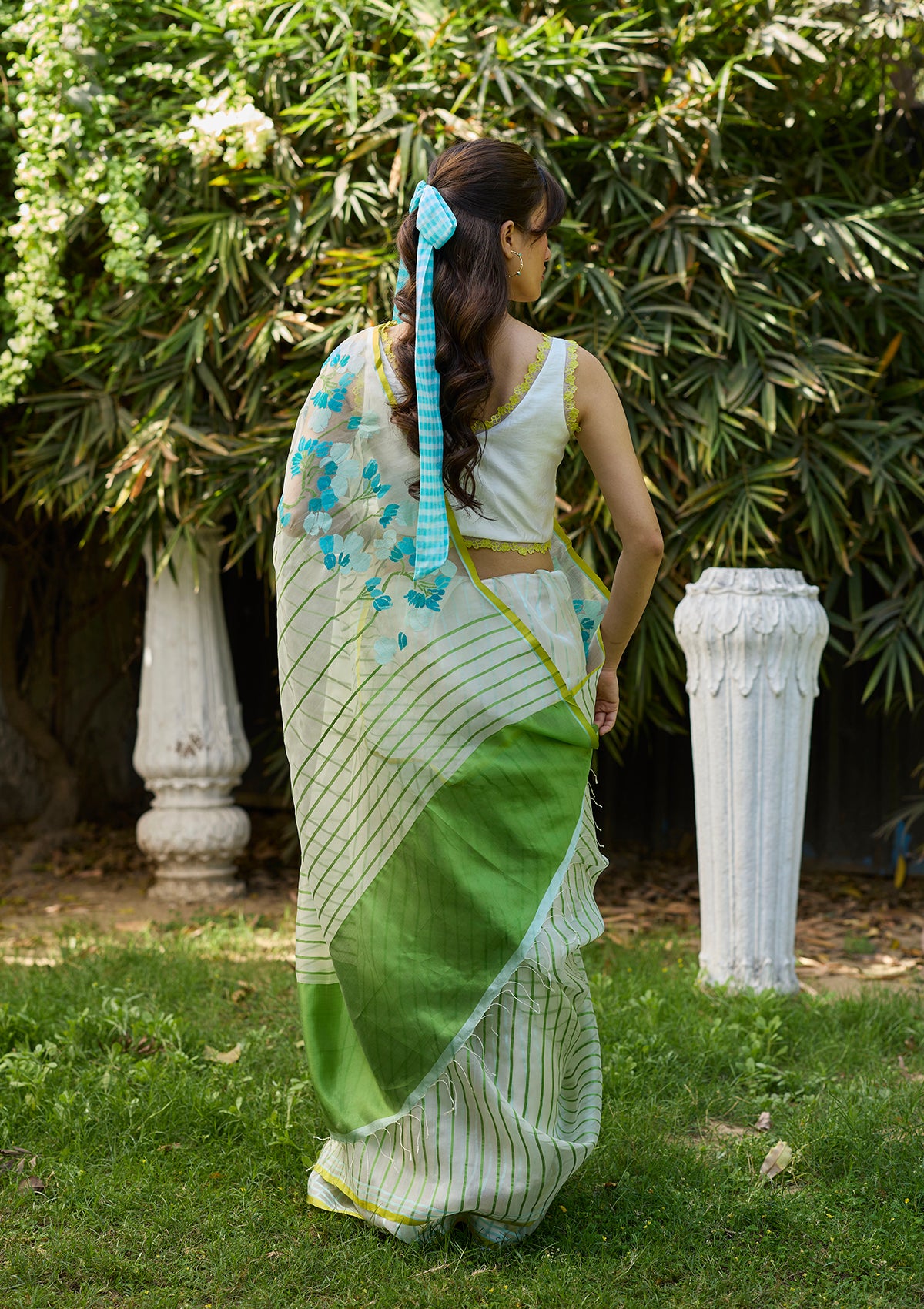 Water-to-Wood Ivory Jamdani Saree