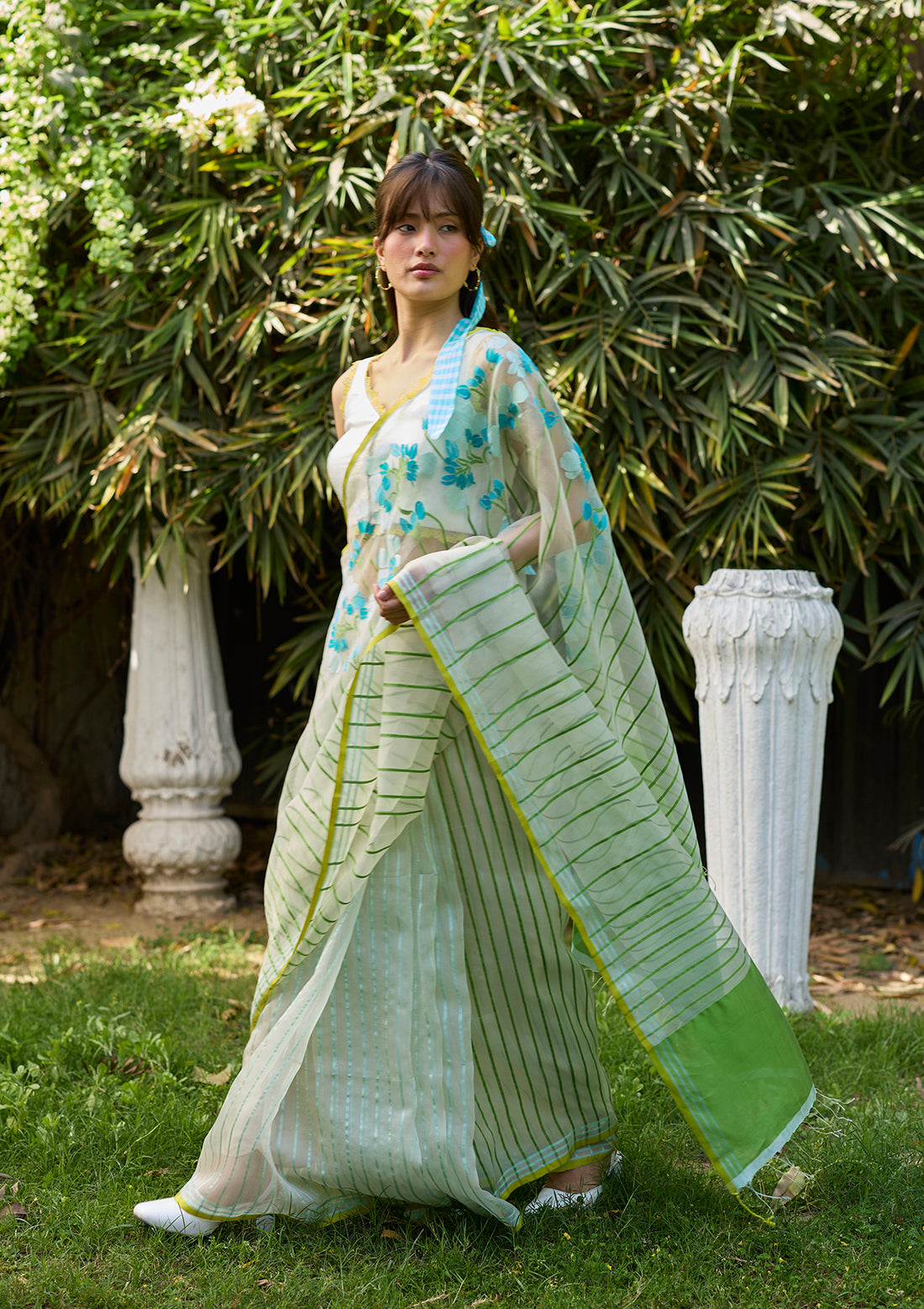 Water-to-Wood Ivory Jamdani Saree