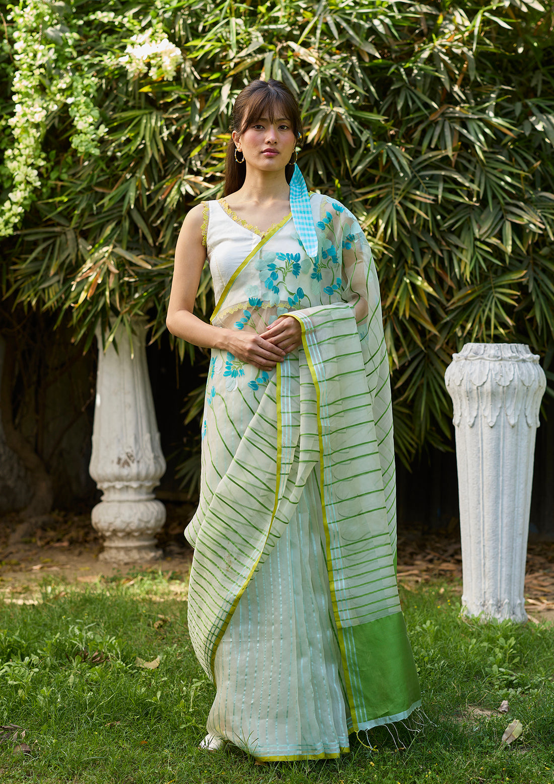 Water-to-Wood Ivory Jamdani Saree