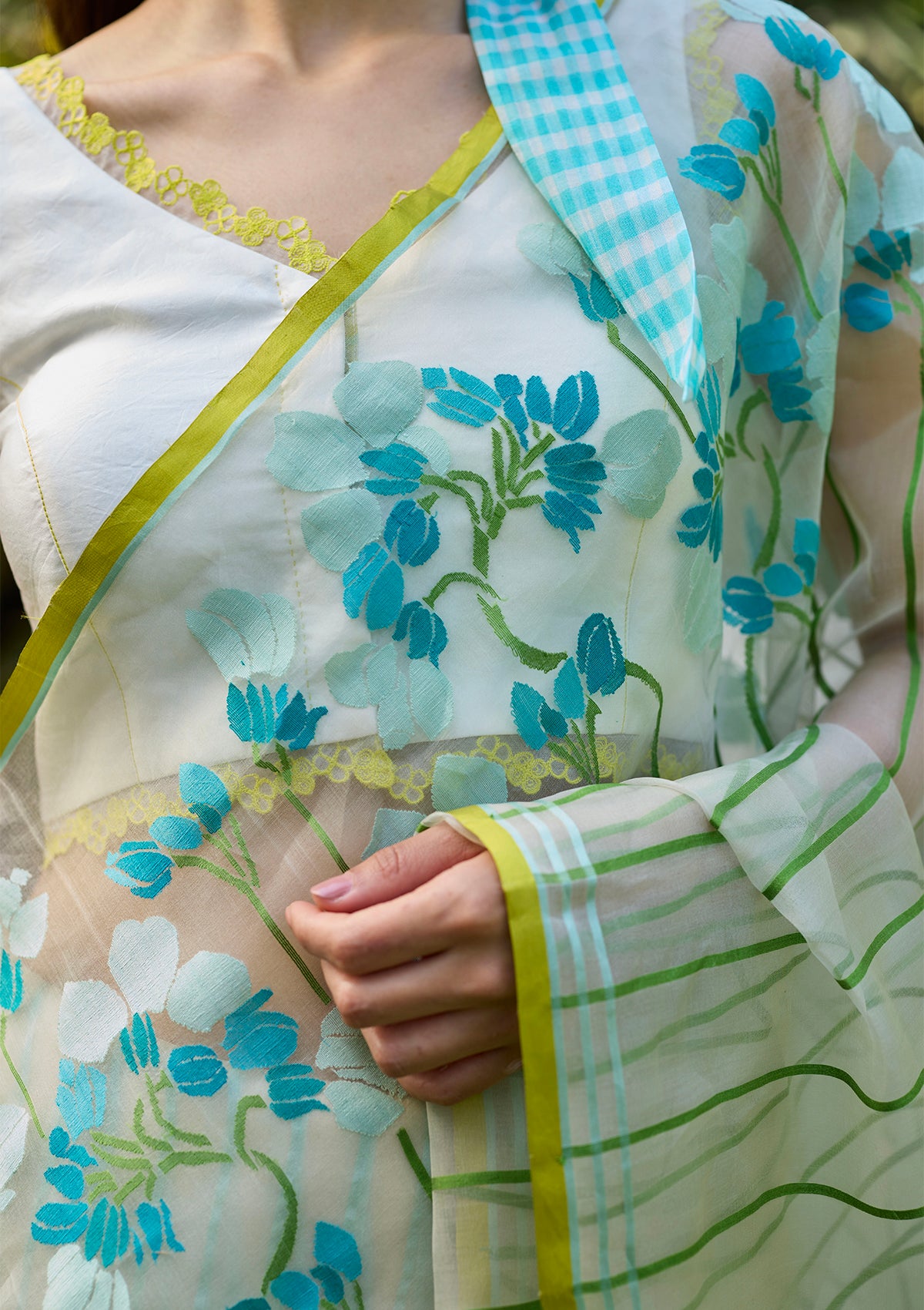 Water-to-Wood Ivory Jamdani Saree