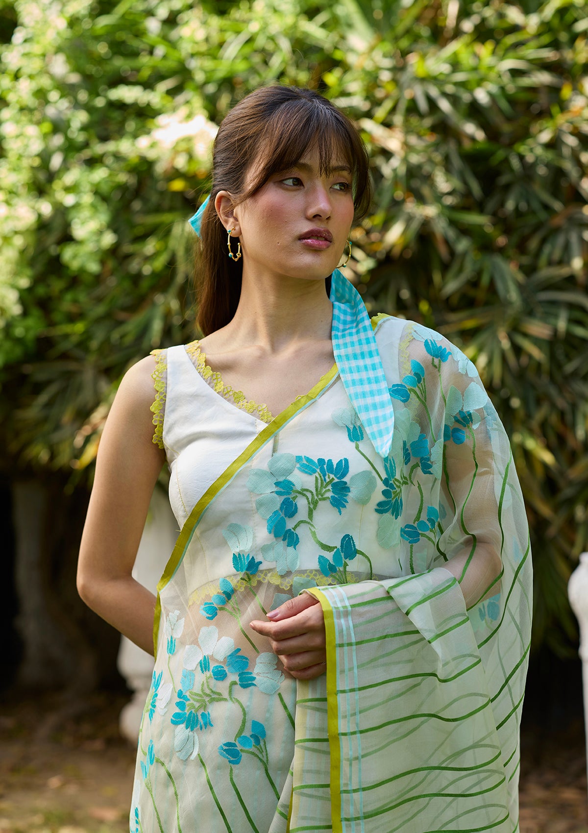 Water-to-Wood Ivory Jamdani Saree