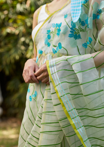 Water-to-Wood Ivory Jamdani Saree