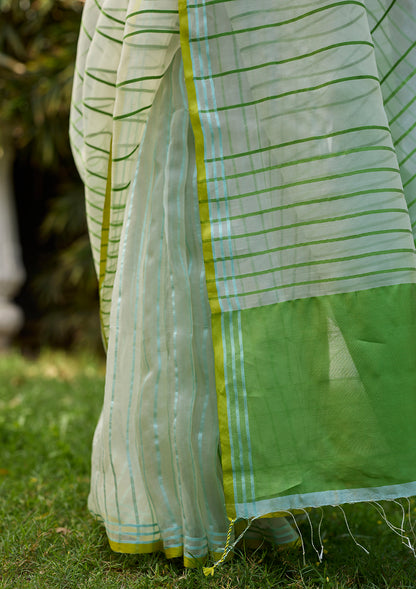 Water-to-Wood Ivory Jamdani Saree