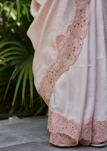English Morning Pink Embroidered Saree