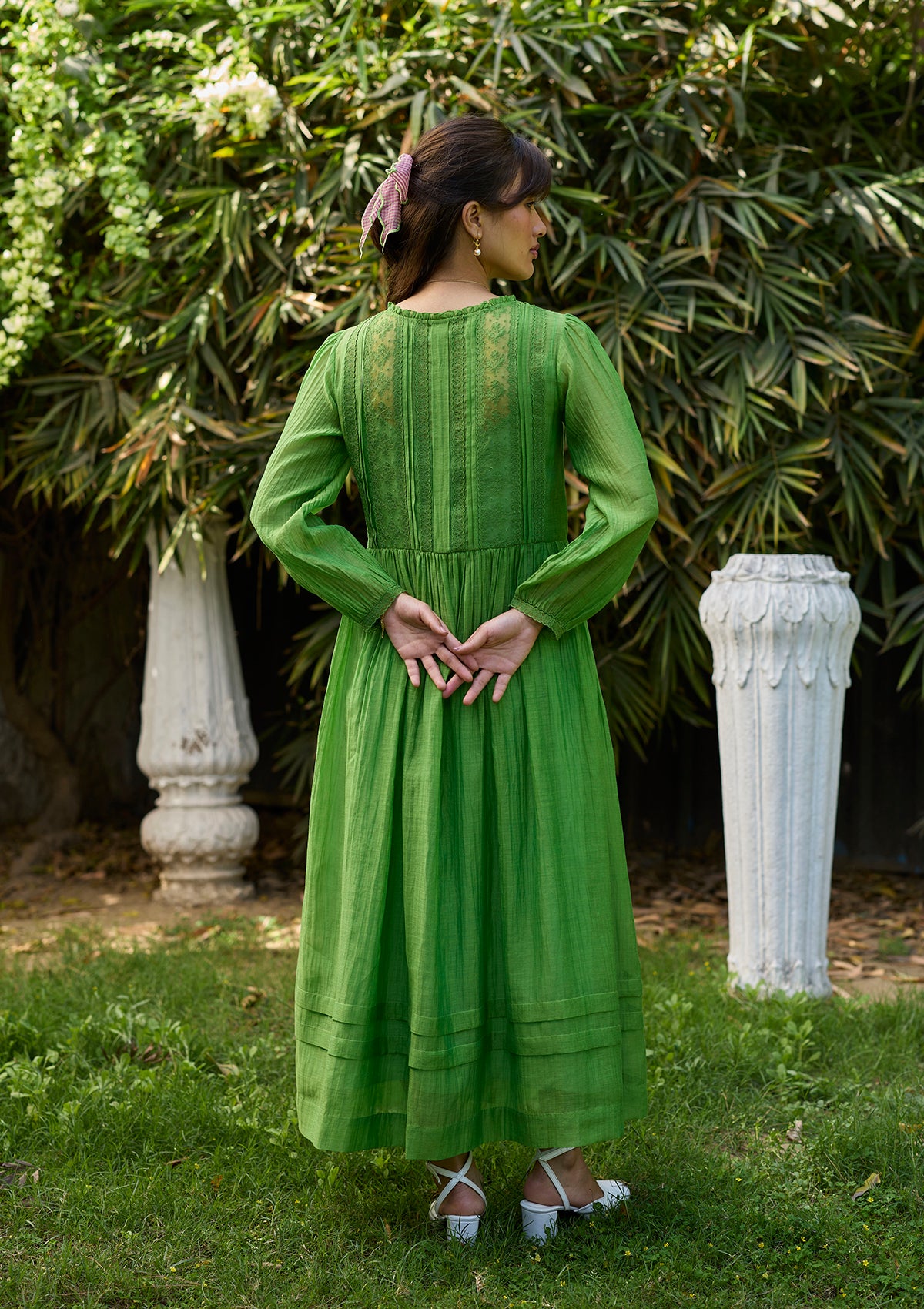 Wander Trail Green Embroidered Dress