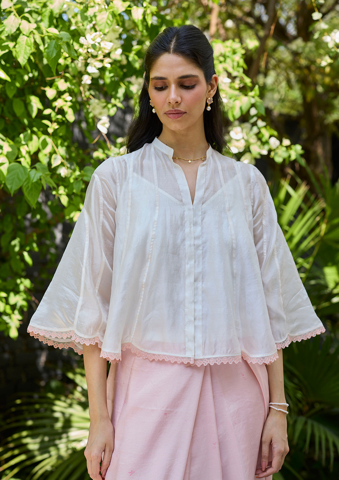 Drifting Clouds Ivory Embroidered Blouse