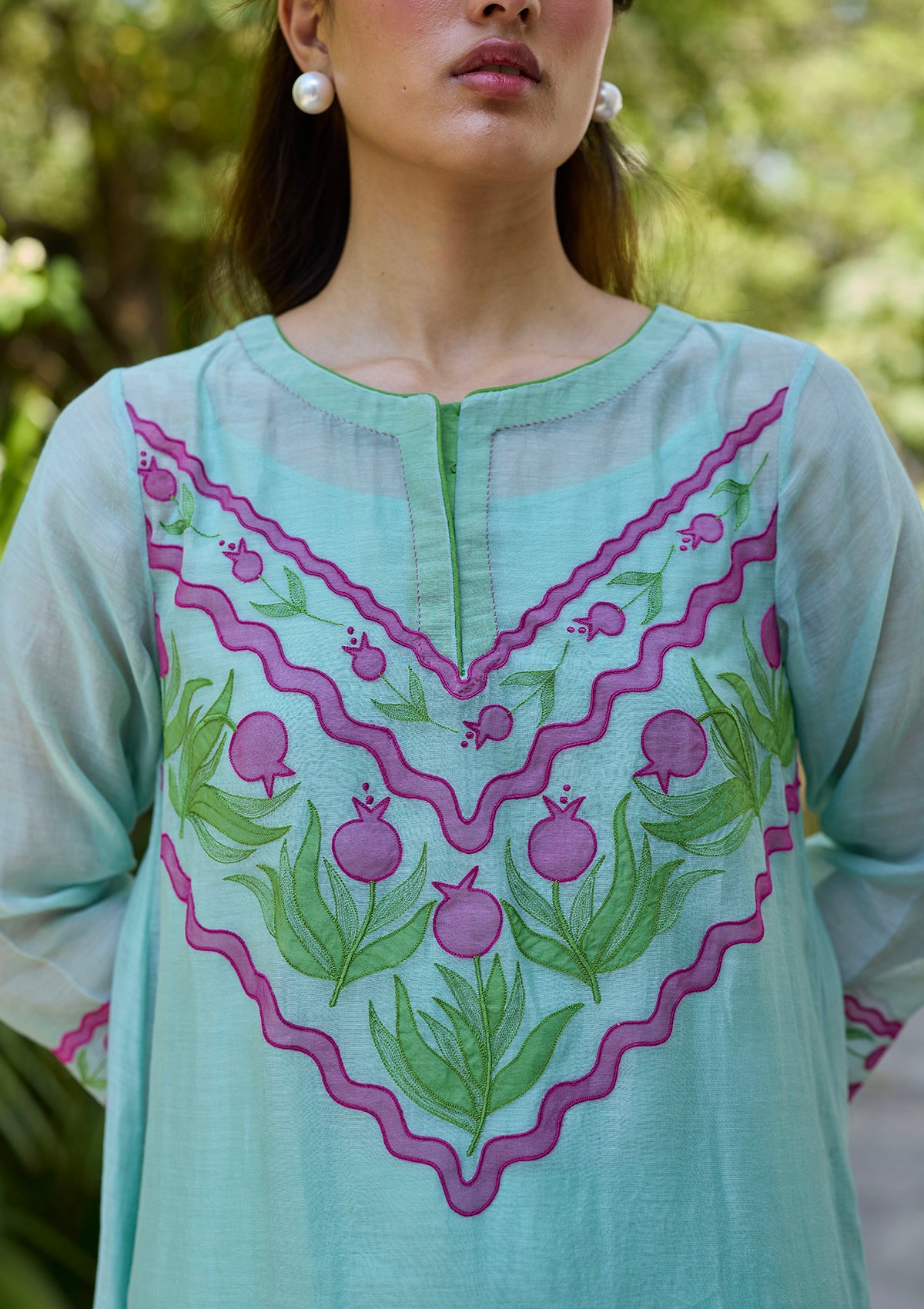 Pomegranate Trail Blue Embroidered Kurta Set