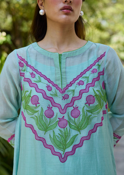 Pomegranate Trail Blue Embroidered Kurta Set