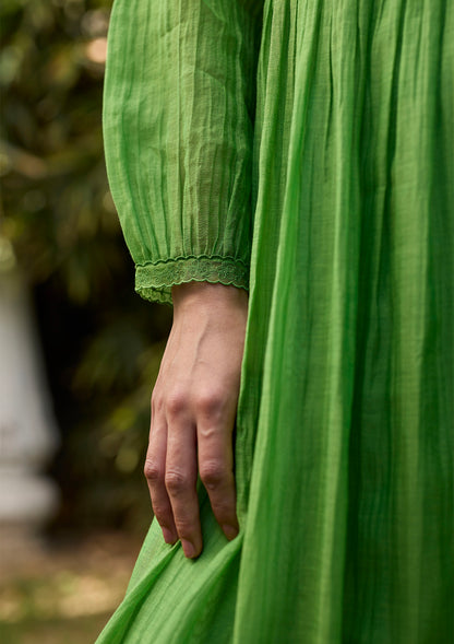 Wander Trail Green Embroidered Dress