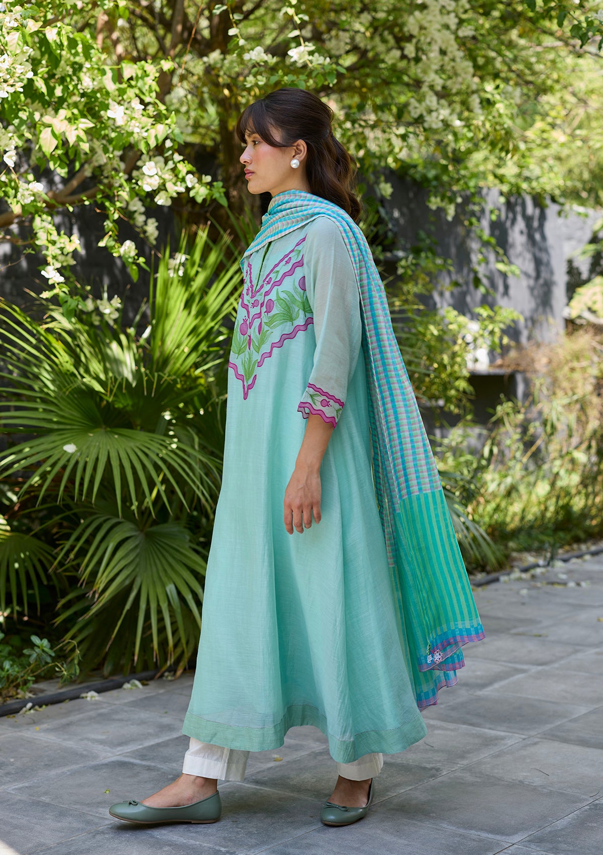 Pomegranate Trail Blue Embroidered Kurta Set