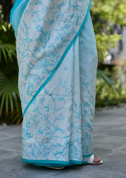 Once-Upon-a-Garden Blue Saree