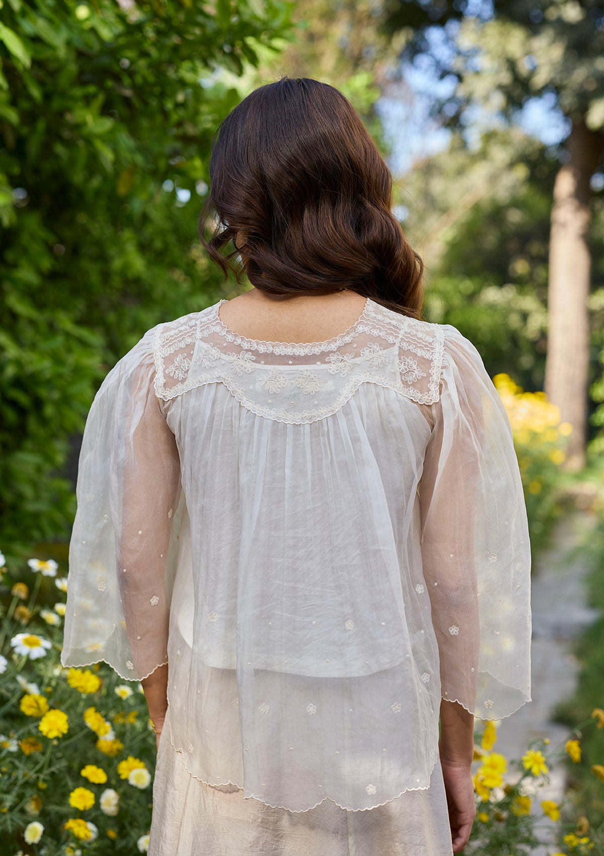 Wander Trail Ivory Embroidered Blouse