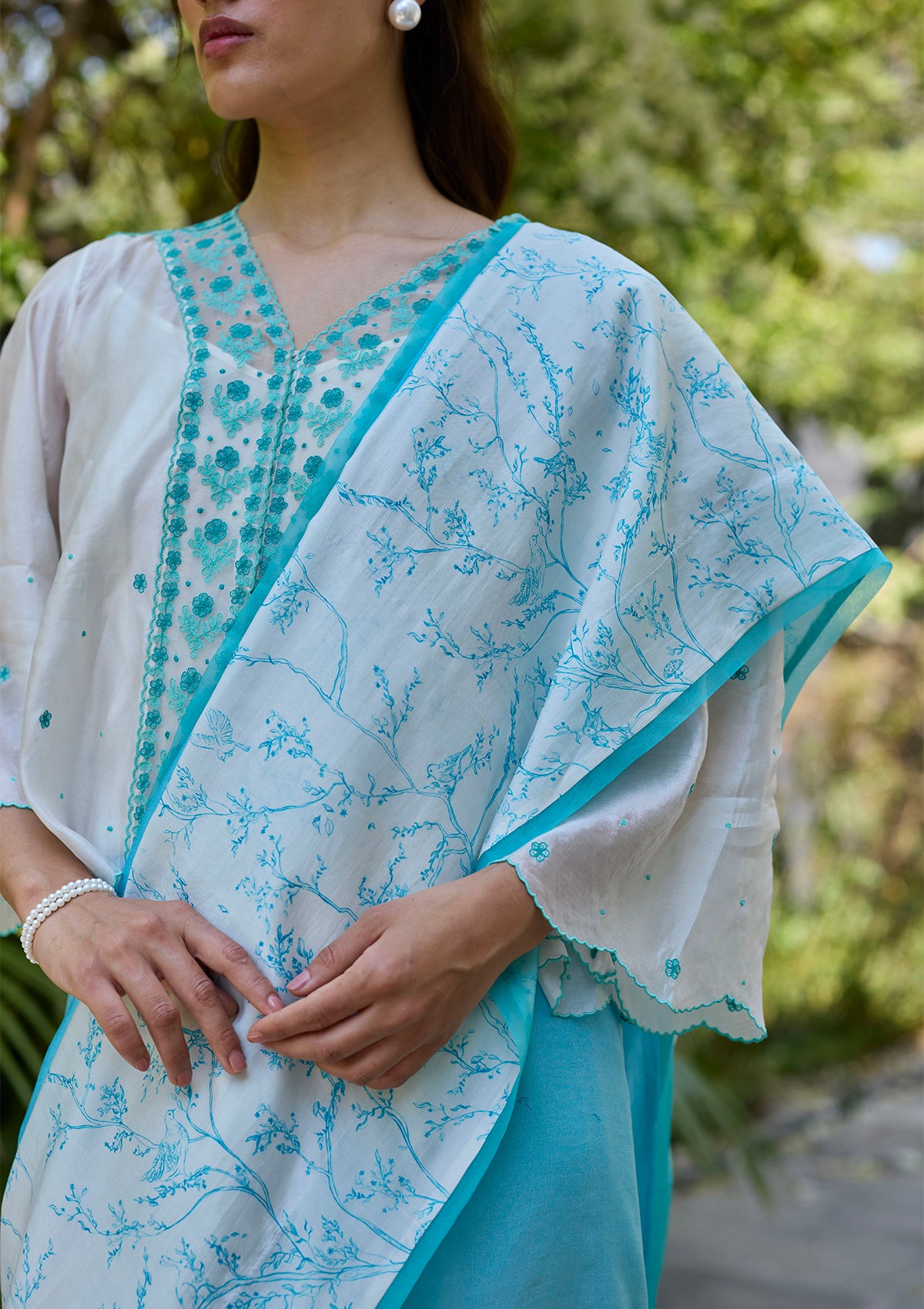 Once-Upon-a-Garden Blue Saree