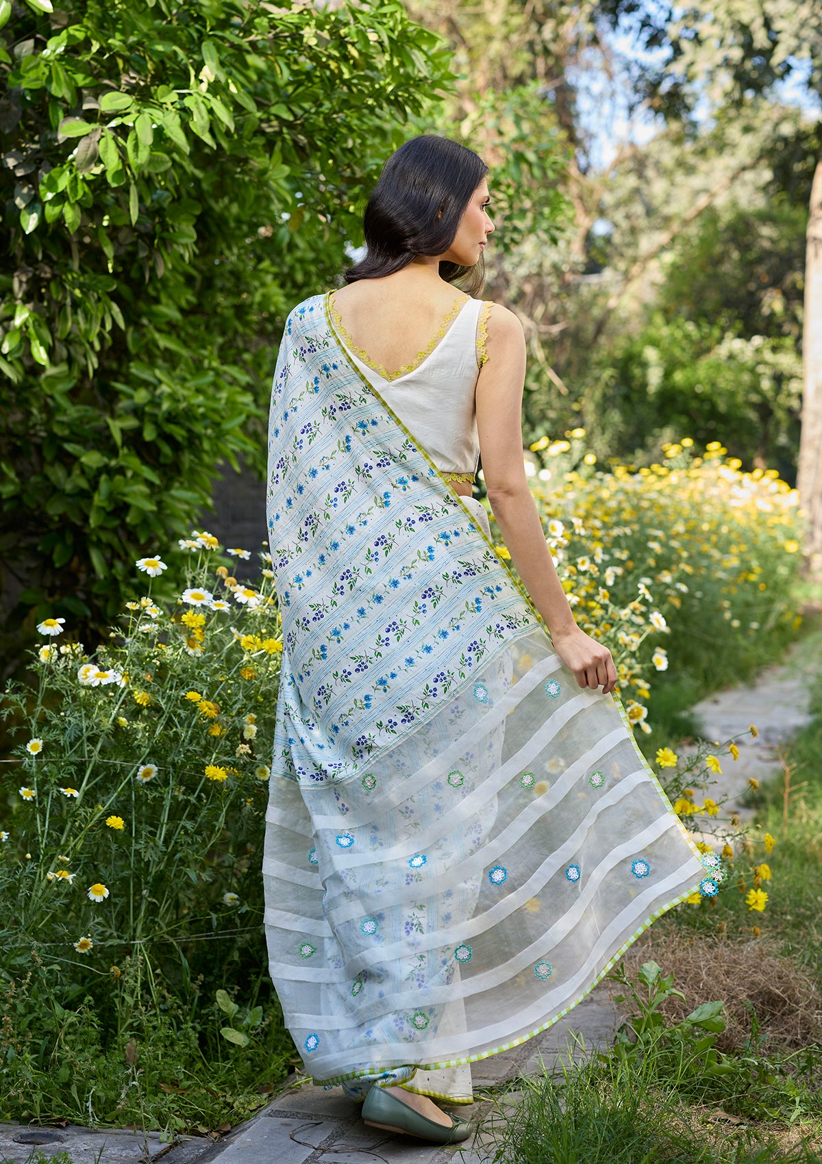 Hidden Orchard Ivory Saree