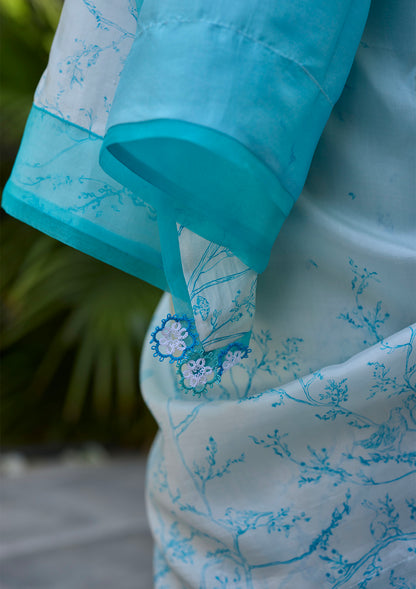 Once-Upon-a-Garden Blue Saree