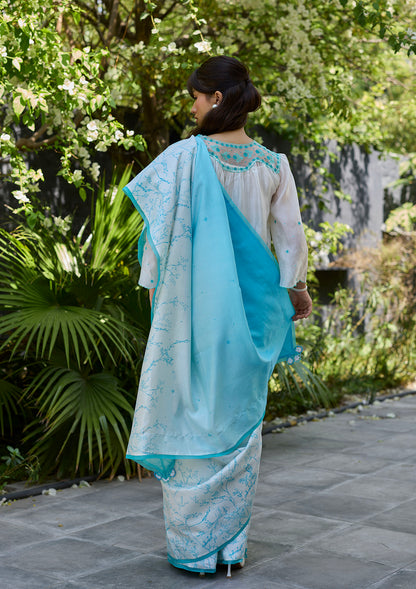 Once-Upon-a-Garden Blue Saree