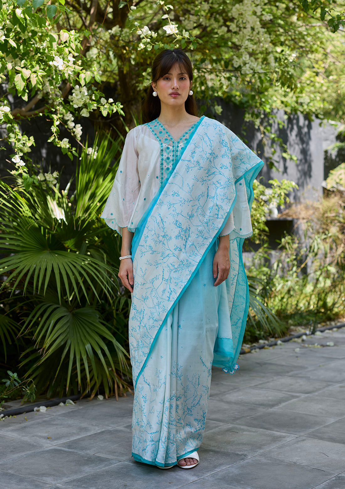 Once-Upon-a-Garden Blue Saree