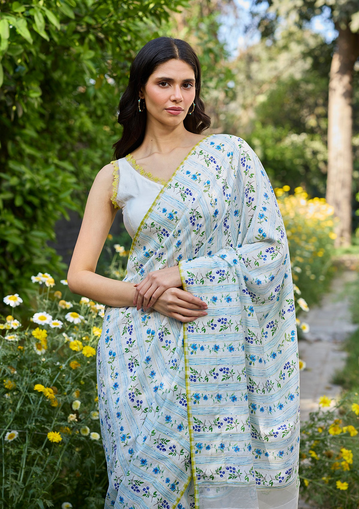 Hidden Orchard Ivory Saree