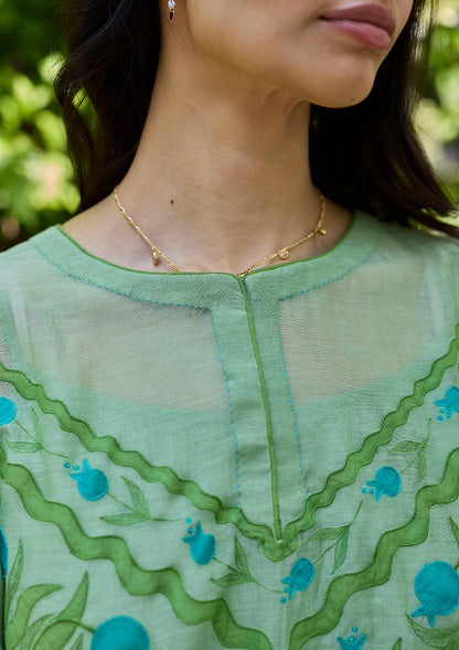 Pomegranate Trail Green Embroidered Kurta Set
