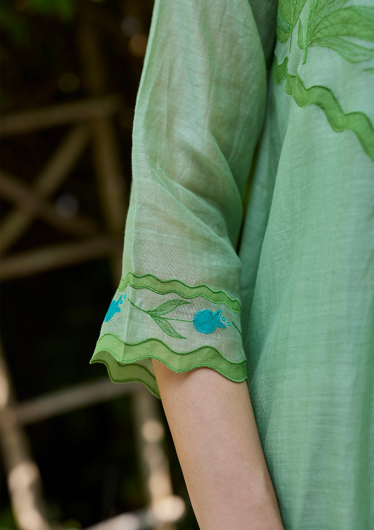 Pomegranate Trail Green Embroidered Kurta Set