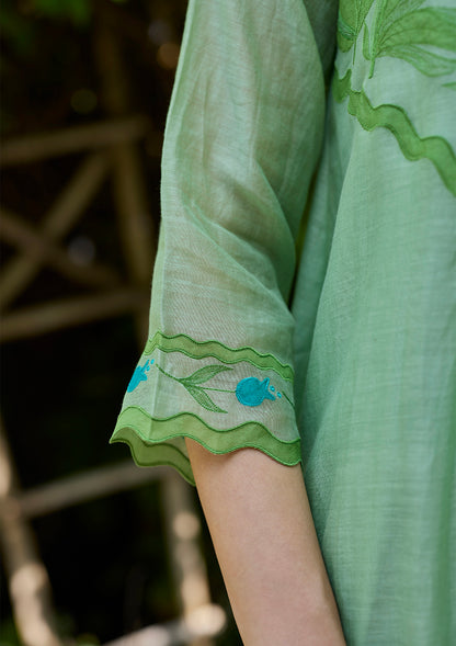 Pomegranate Trail Green Embroidered Kurta Set