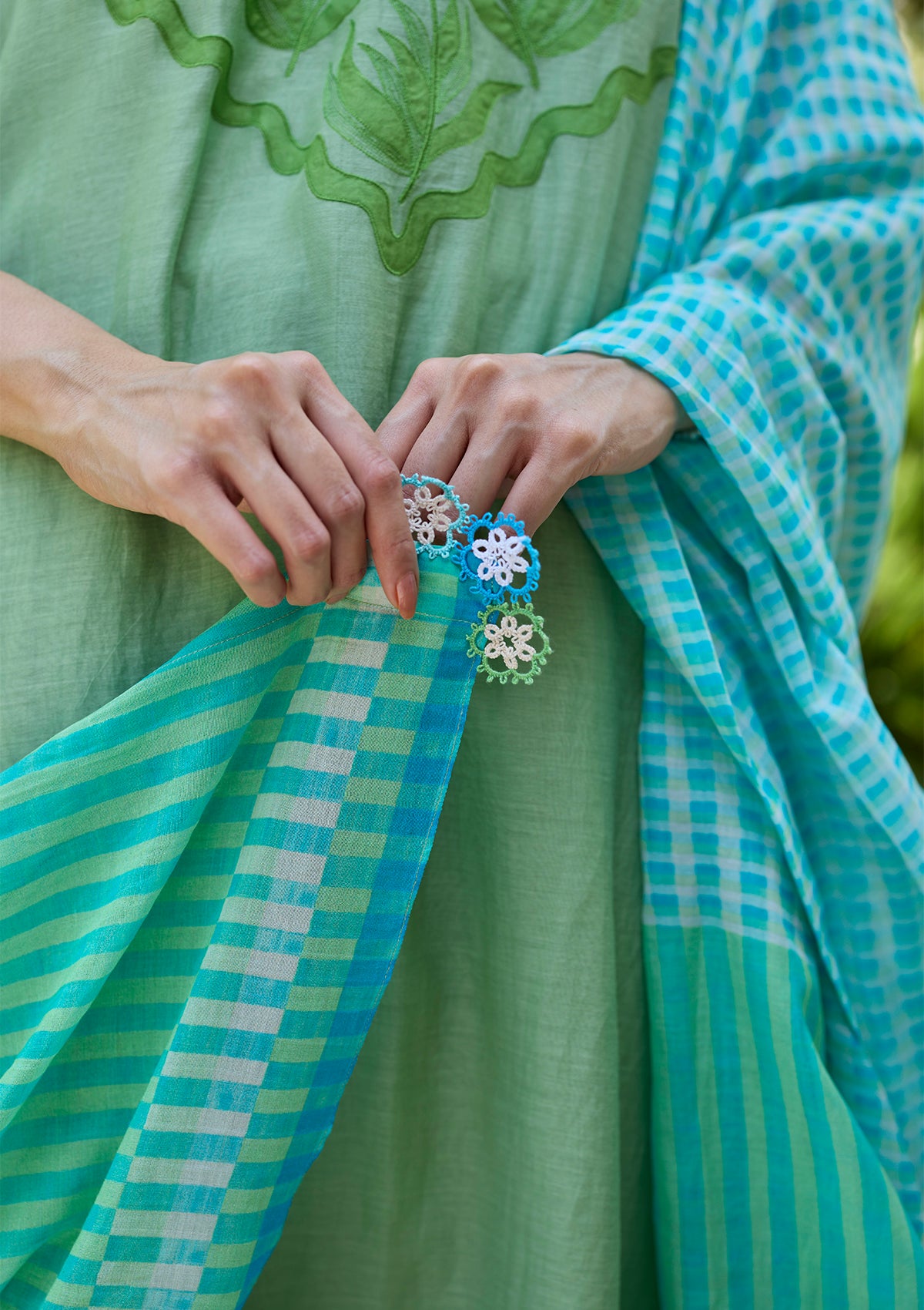 Pomegranate Trail Green Embroidered Kurta Set
