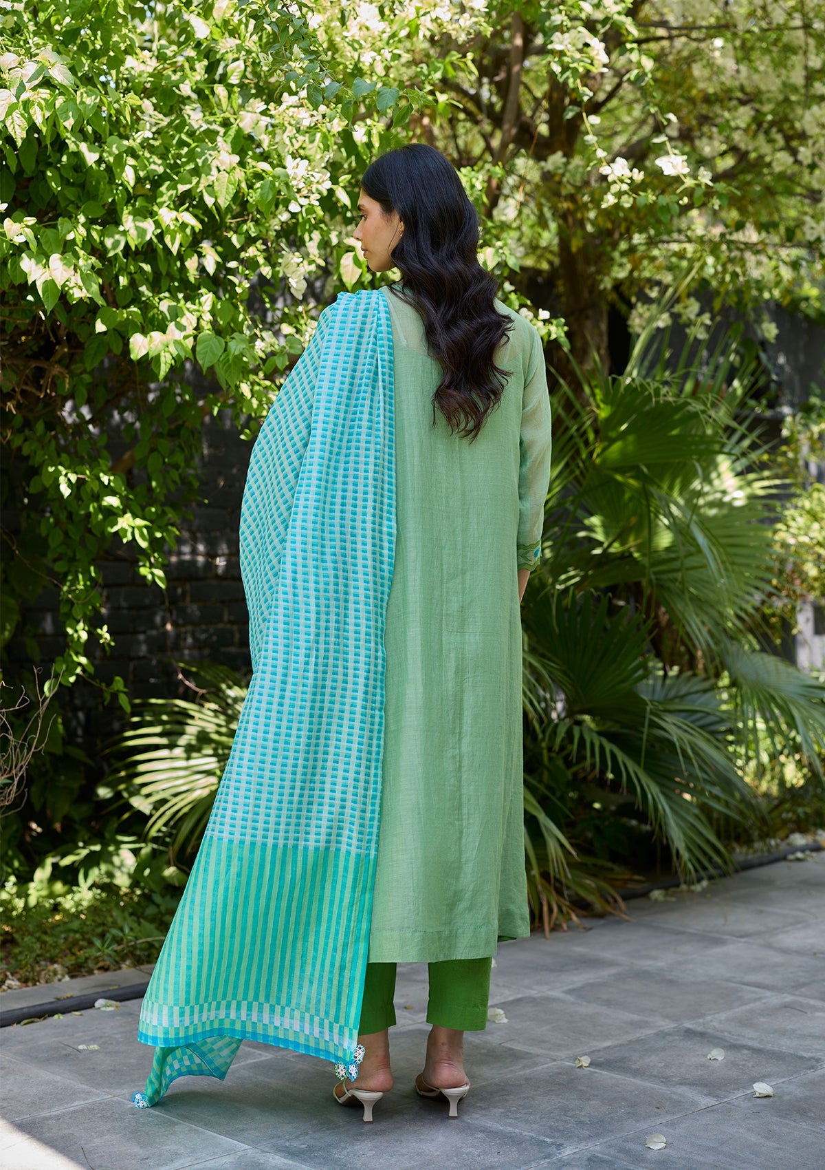 Pomegranate Trail Green Embroidered Kurta Set